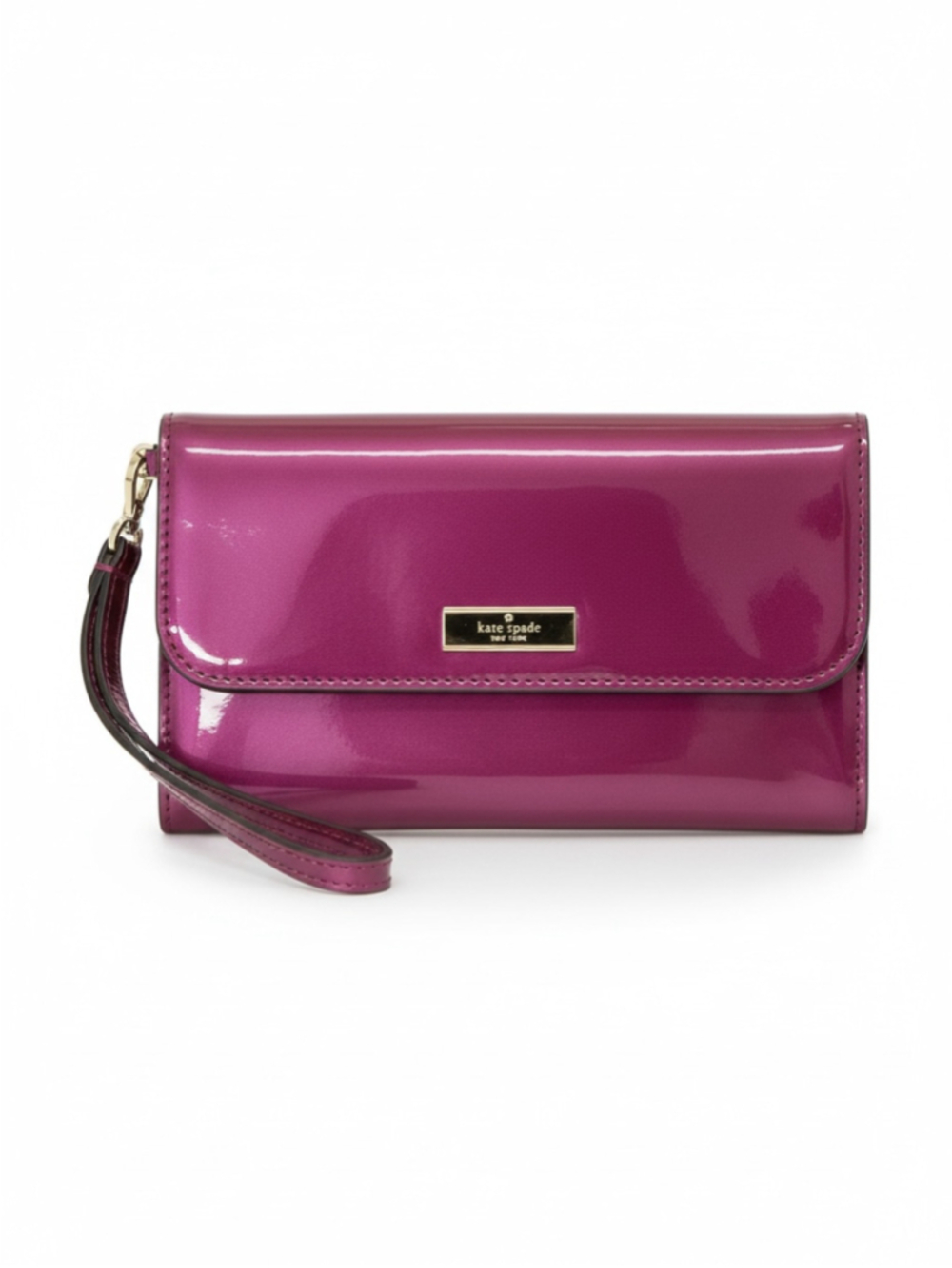 Women's Kate Spade Patent Leather Wristlet Clutch in Purple